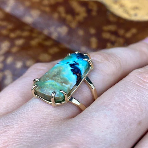 Limited-Stock Jewelry Sale – Once It's Gone, It's Gone 14k Blue Wood Opal Ring