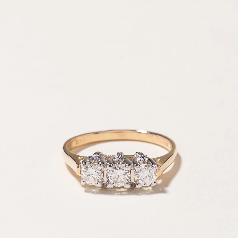 14k Yellow Gold Three Stones Diamond Ring | 1.00ctw | SZ 5.25