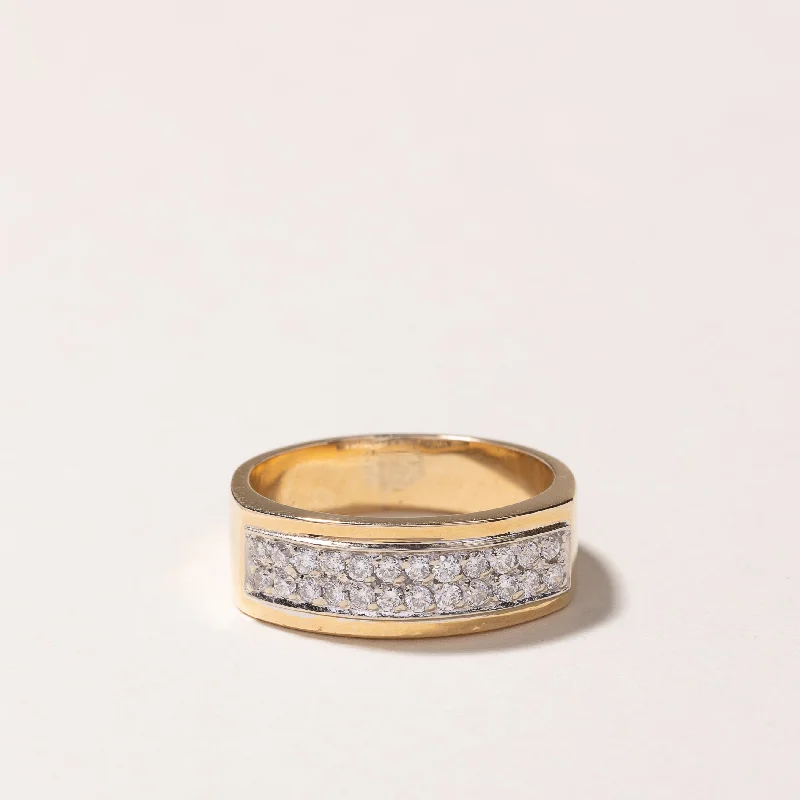 14k Yellow Gold Double Row Diamond Band | 0.48ctw | SZ 9