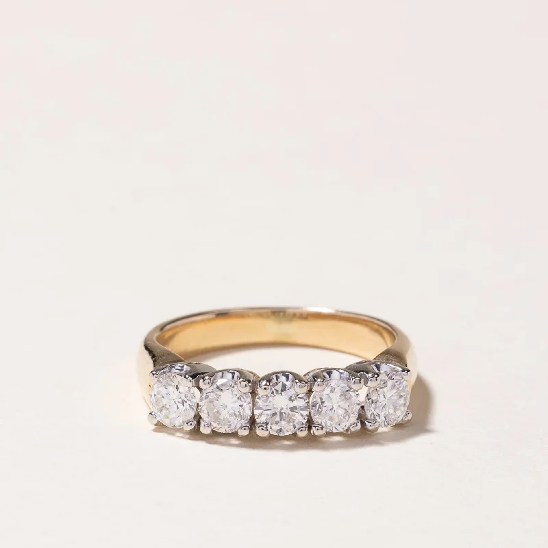 14k Yellow Gold Five Stone Diamond Ring | 0.87ctw | SZ 5.25