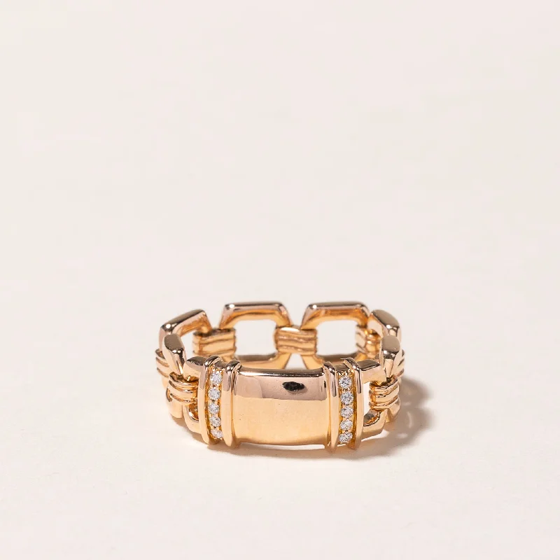 'Kwiat' 18k Rose Gold Link Diamond Ring | 0.05ctw | SZ 5.75