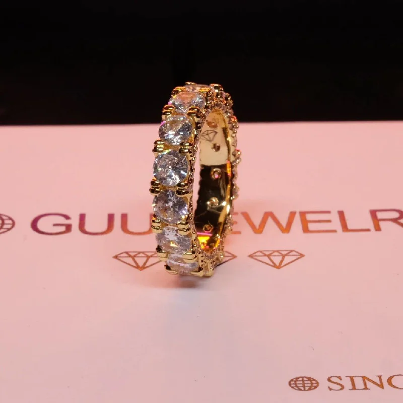 5mm 1" 18K Gold-Plated AAA CZ  Ring