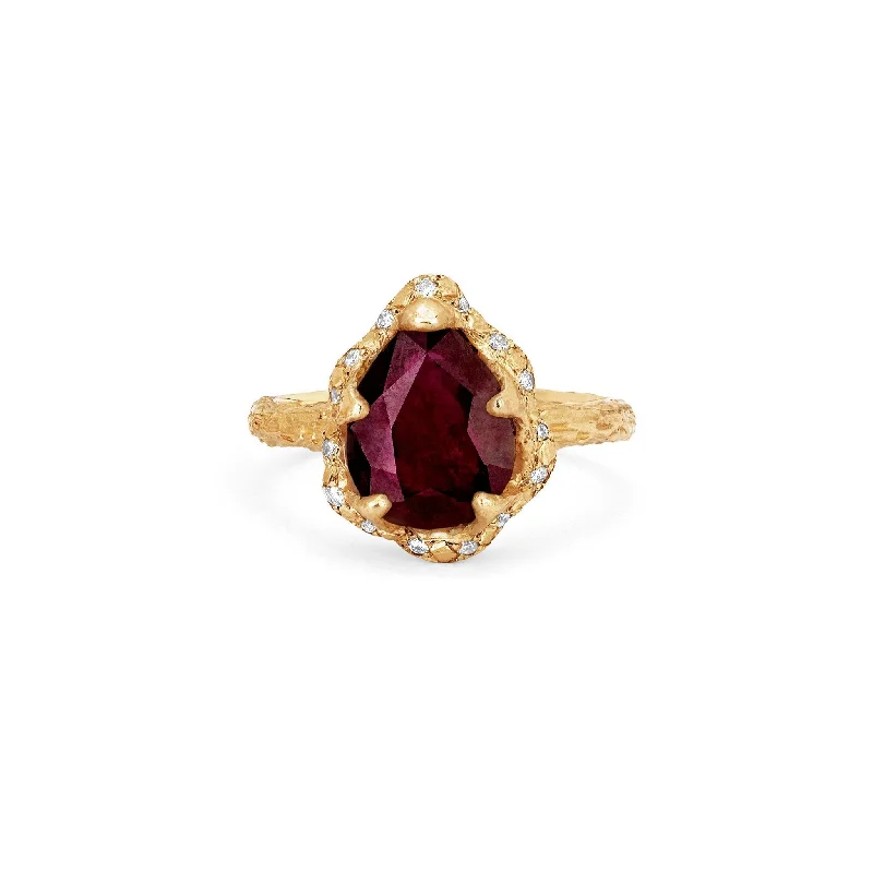 Fashion-Forward Jewelry At Incredible Prices Baby Queen Water Drop Natural Ruby Ring with Sprinkled Diamonds