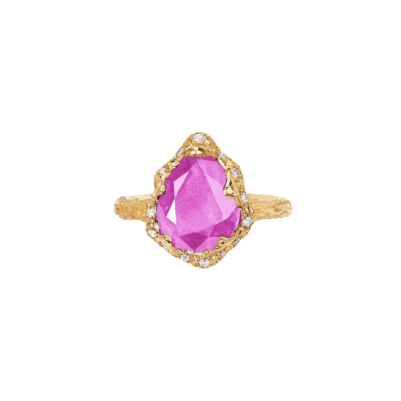 Trending Jewelry Styles Now At Limited-Time Discounts Baby Queen Water Drop Pink Sapphire Ring with Sprinkled Diamonds