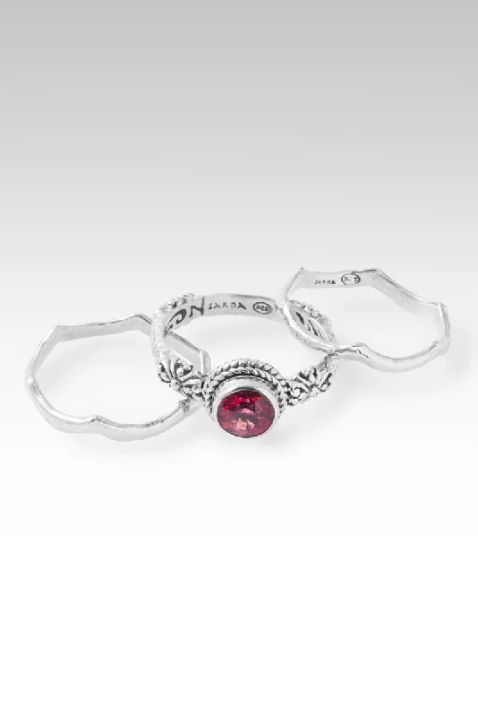 Cheerful Heart Ring Set of 3™ in Rubellite