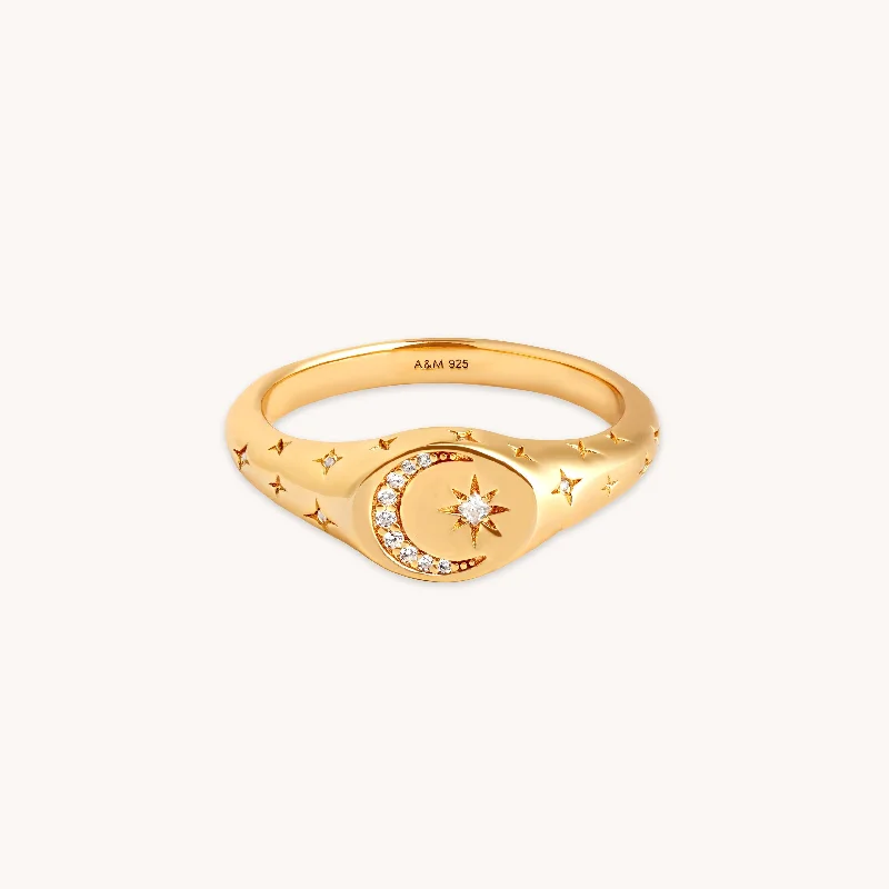 Chic And Stylish Jewelry At Exclusive Prices Cosmic Signet Ring in Gold