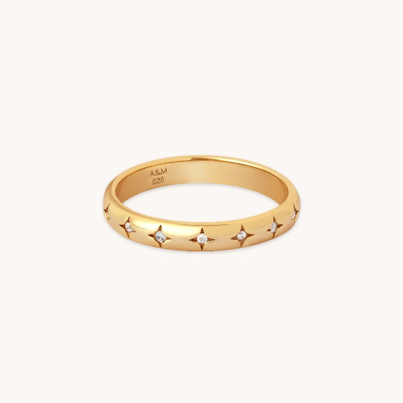 Premium Diamond Jewelry At Once-In-A-Lifetime Discounts Cosmic Star Band Ring in Gold