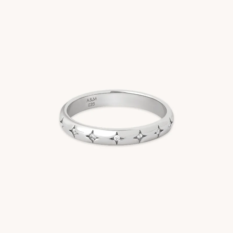 Trending Jewelry Styles Now At Limited-Time Discounts Cosmic Star Band Ring in Silver