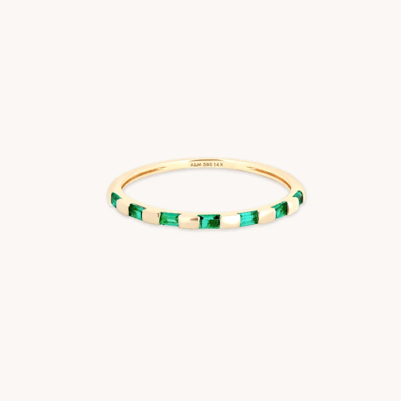 Premium Diamond Jewelry For Unforgettable Moments Emerald Baguette Band Ring in Solid Gold