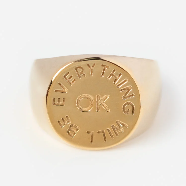 Luxury Handcrafted Jewelry For Elegant Looks Everything Will Be Ok Pinky Signet Ring