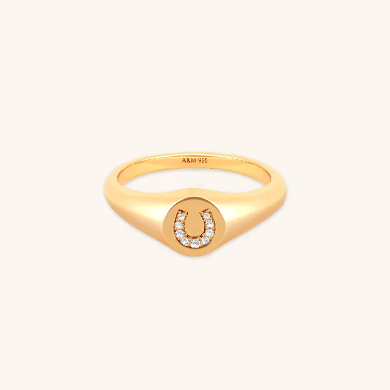 Shop Trending Jewelry With Exclusive Savings Horseshoe Signet Ring in Gold