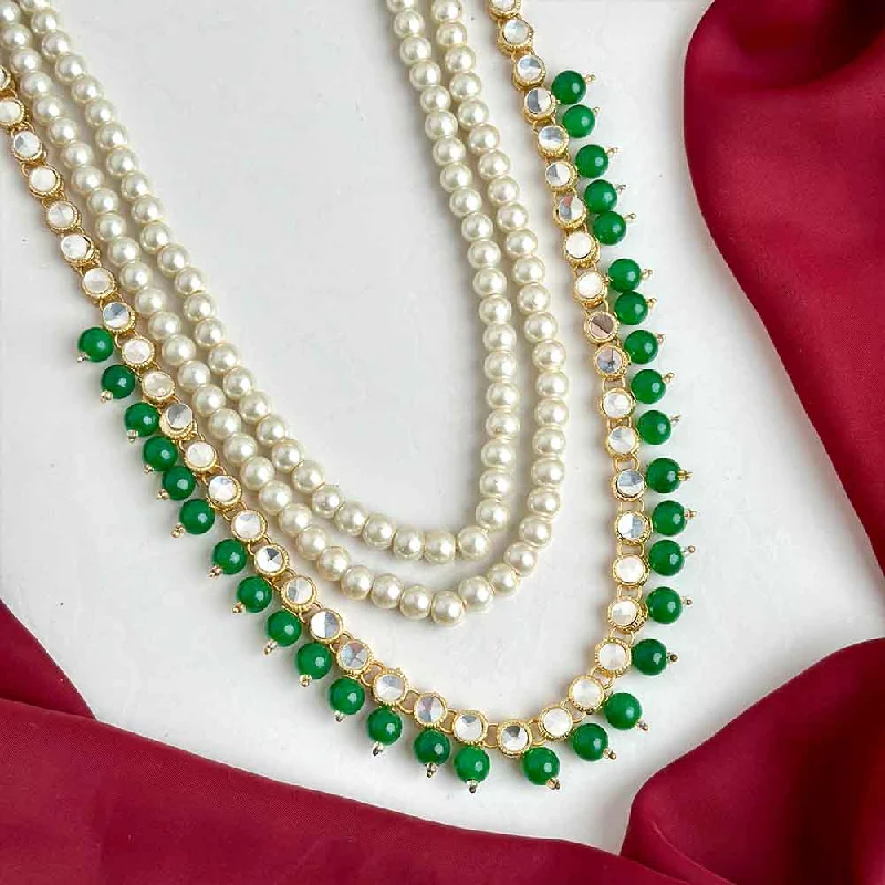 Bohemian-Inspired Jewelry For Free-Spirited Fashion Jeena Kundan Maala (Green)