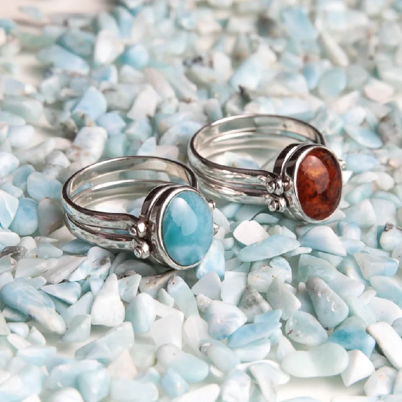 Fashion-Forward Jewelry At Incredible Prices Happy Ring - Larimar Amber Reversible