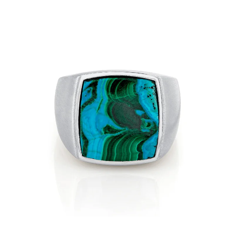 Stunning Jewelry At A Fraction Of The Price Men's Chrysocolla Malachite Signet Ring