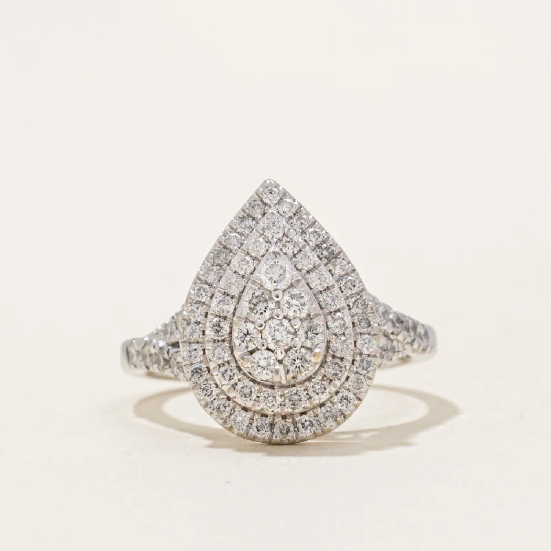 'Michael Hill' Pear Shaped Diamond Cluster Ring | 0.82ctw | SZ 5.75 |