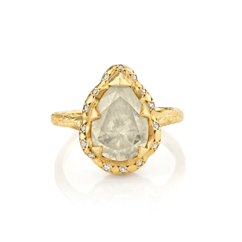 Handcrafted Beauty At Affordable Prices Queen Water Drop Rustic Diamond Ring with Sprinkled Diamonds