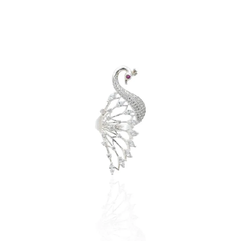 Silver Gorgeous White Peacock Girls Ring