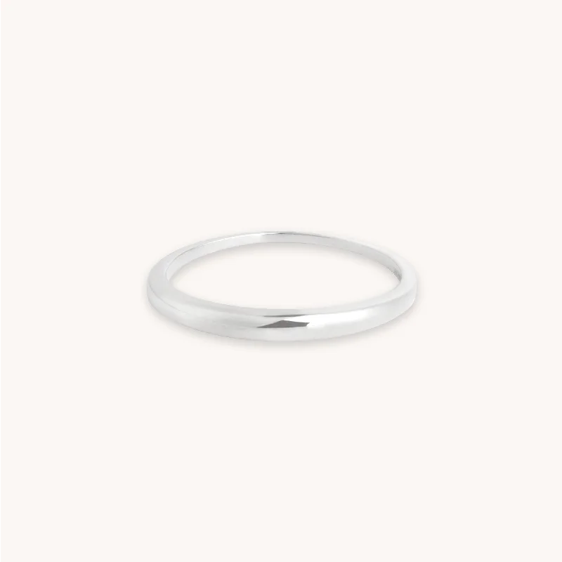 Dome Ring in Solid White Gold