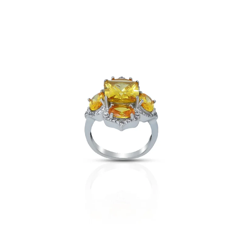 Sterling Silver Yellow Stone Ring For Girl's