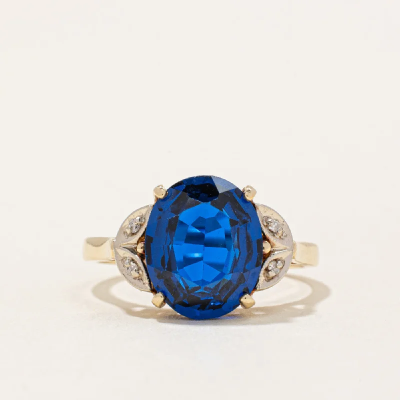 Delicate Crystal Jewelry For Sophisticated Charm Synthetic Blue Spinel & Natural Diamond Ring | 3.40ct, 0.02ctw | SZ 6.25 |