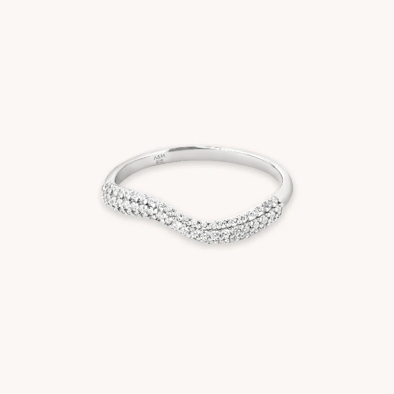 Wave Crystal Ring in Silver