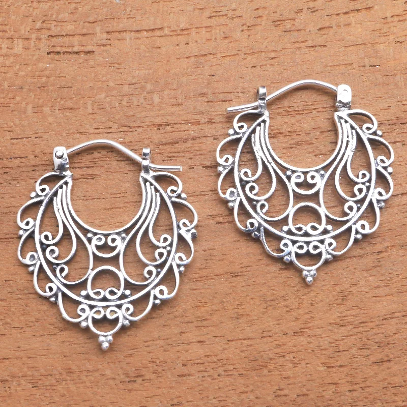 Limited Stock On Premium Jewelry At Low Prices Always Charming Swirl Pattern Sterling Silver Hoop Earrings from Bali