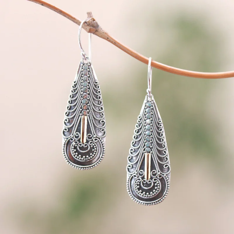 Your Perfect Accessory Now At The Best Price Balinese Culture Handmade Gold Accented Sterling Silver Dangle Earrings