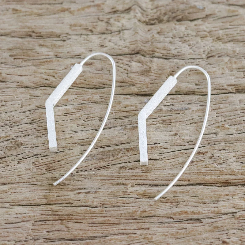 Limited-Stock Jewelry Sale – Once It's Gone, It's Gone Bent Pillars Angular Sterling Silver Drop Earrings from Thailand