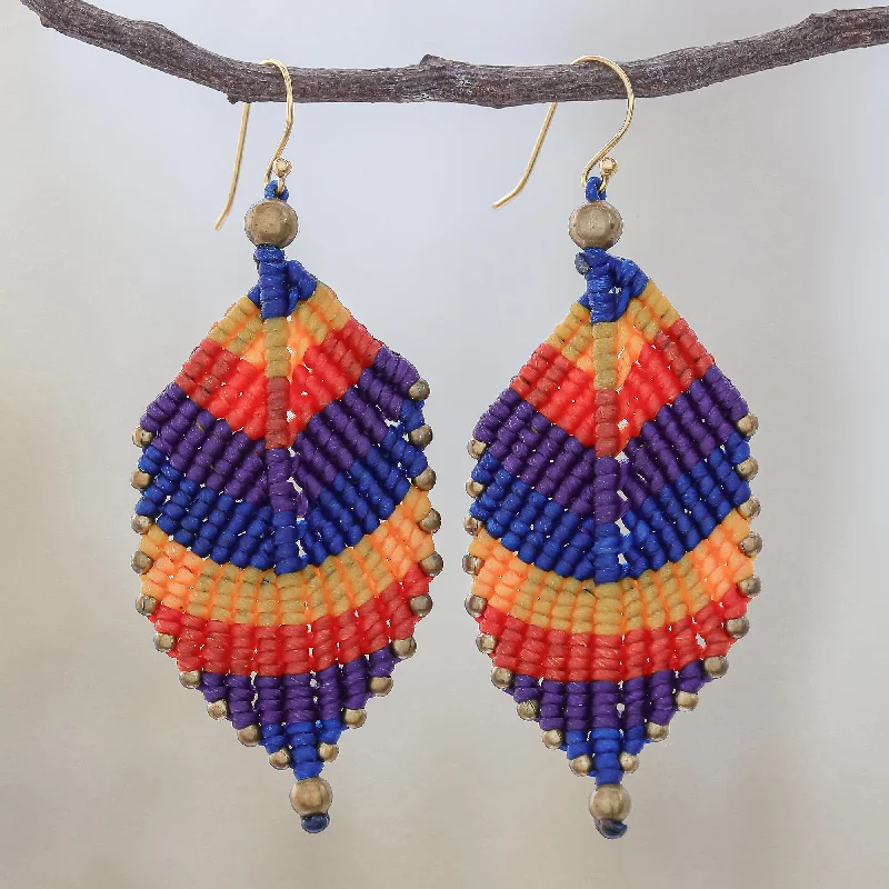 Elegant Jewelry, Exclusive Prices – Shop Now Boho Leaves in Jewel Tones Jewel Tone Leaf Waxed Cord Macrame Dangle Earrings