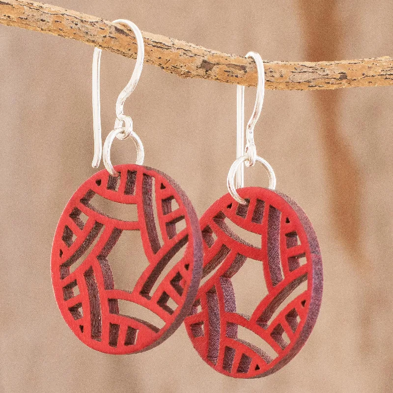 The Perfect Accessory For Less – Jewelry Sale Live Circular Imagination Circular Recycled Wood Dangle Earrings in Red from Guatemala