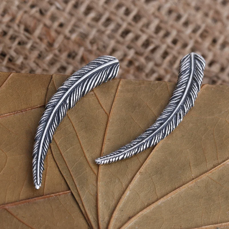 Shop Dazzling Jewelry With Special Promotional Discounts Coconut Leaf Ear Climber Earrings in Sterling Silver