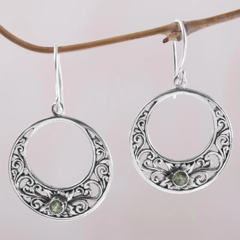 Bold And Beautiful Jewelry Now At Irresistible Prices Crescent Spirals Peridot and 925 Sterling Silver Dangle Earrings from Bali