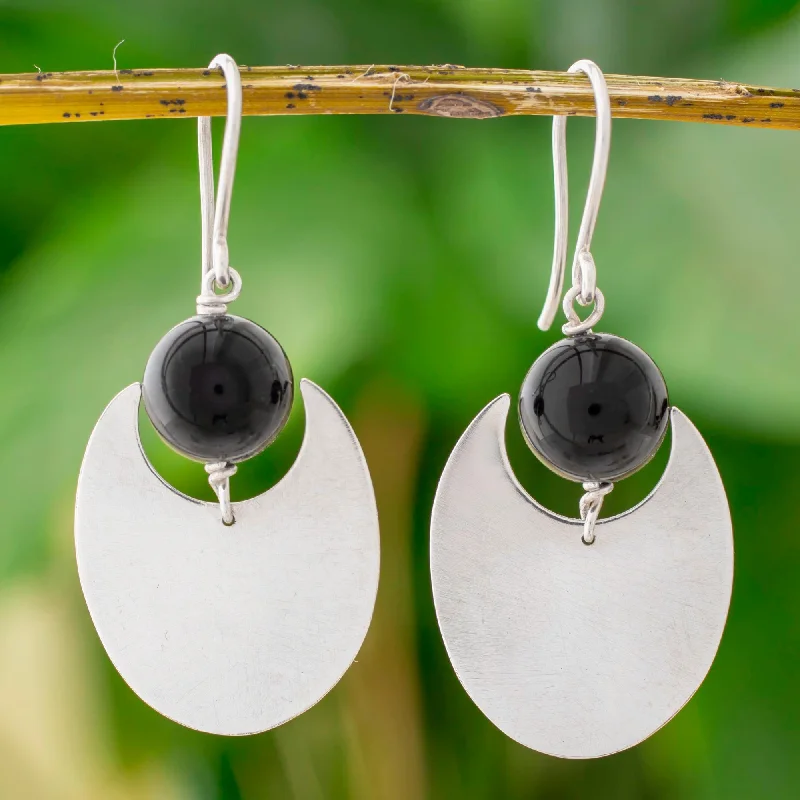 Jewelry Deals That Outshine The Rest Dark Eclipse Onyx and Sterling Silver Dangle Earrings from Nicaragua