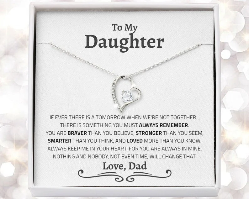 Last Chance To Shop High-End Jewelry At Markdown Prices Daughter Necklace - Daughter Gift From Dad - Gold Forever Love Necklace Birthday Graduation Wedding Anniversary Gift