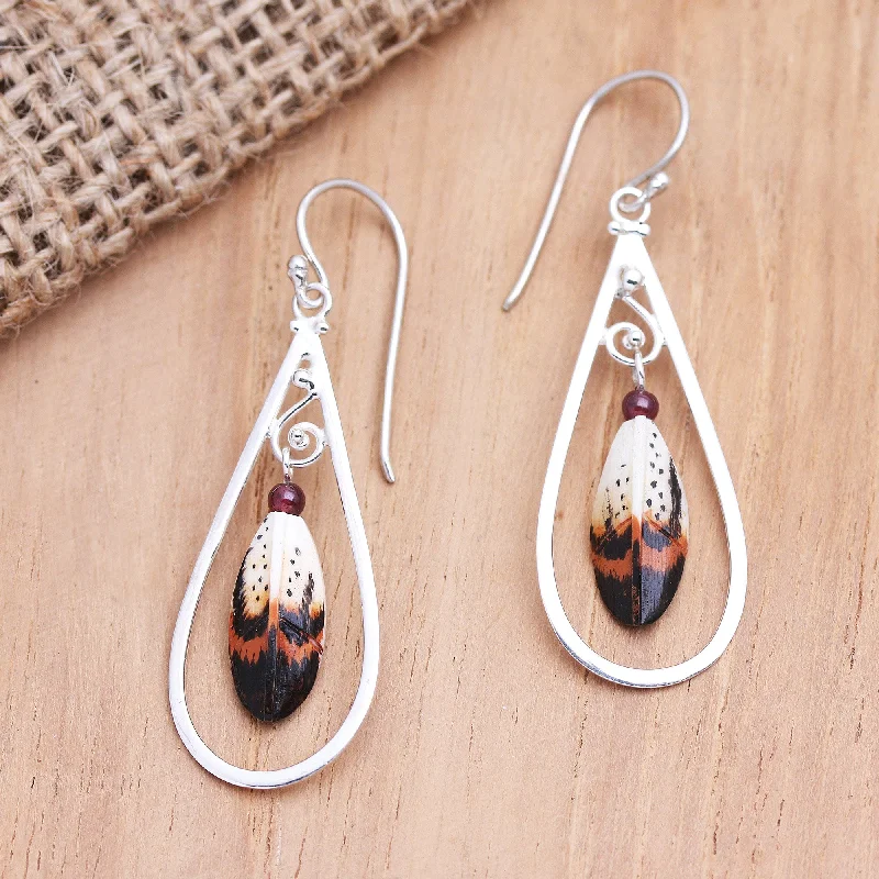 Don't Miss Out On Bestselling Jewelry At Special Prices Feather in Your Cap Sterling Silver and Garnet Dangle Earrings