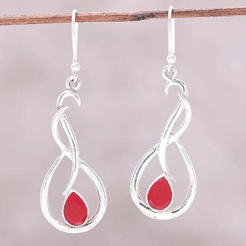 Huge Savings On Timeless Jewelry Collections Fiery Dance Swirl Motif Ruby Dangle Earrings from India