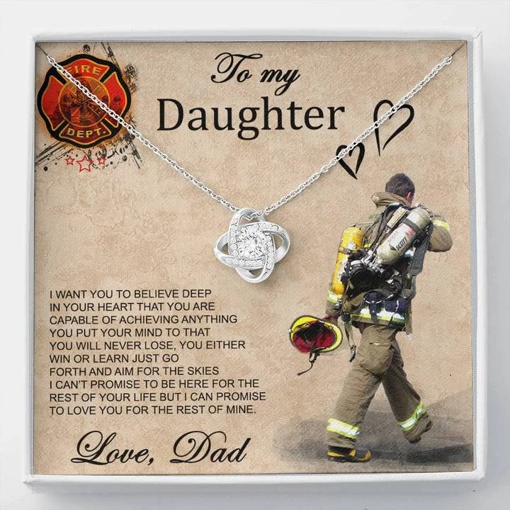 Last Chance To Grab Your Favorite Jewelry At A Discount Firefighter's Daughter Love You For The Rest Of Mine Love Knot Necklace Love Dad