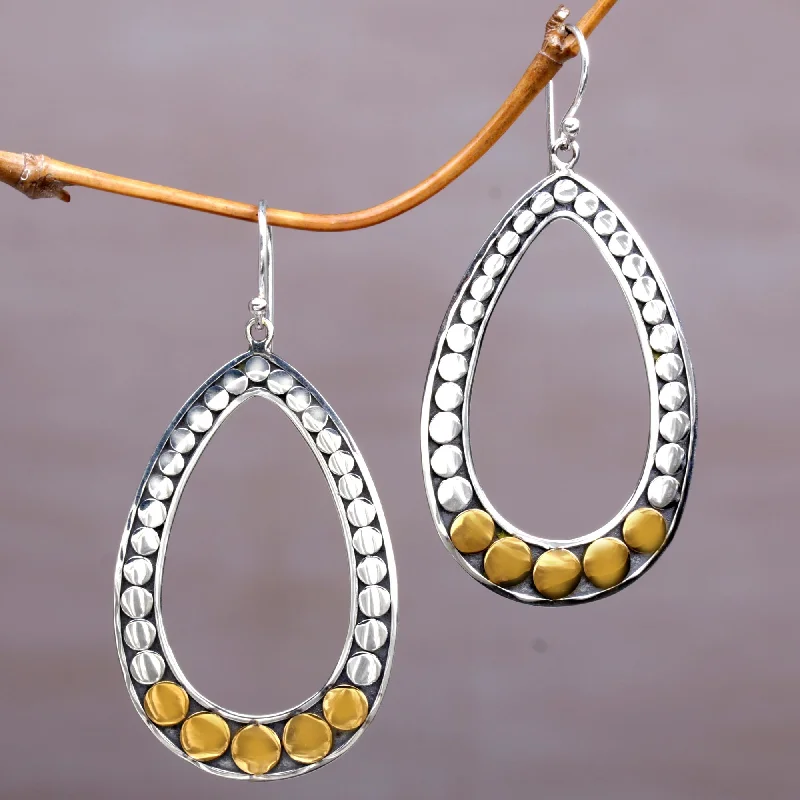 Stunning Jewelry At A Fraction Of The Price Fortunate Circles Gold and Sterling Silver Oval Dangle Earrings from Indonesia