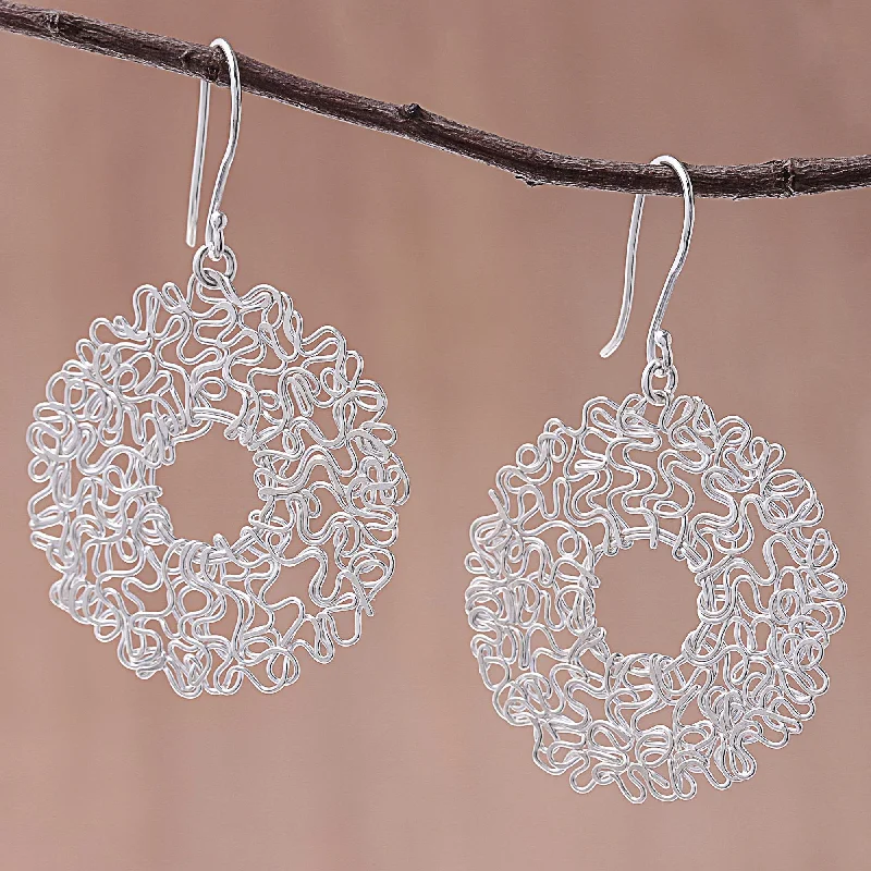 Timeless Elegance Now At Special Discounts Freedom Wreath Sterling Silver Twisted Wire Wreath Dangle Earrings