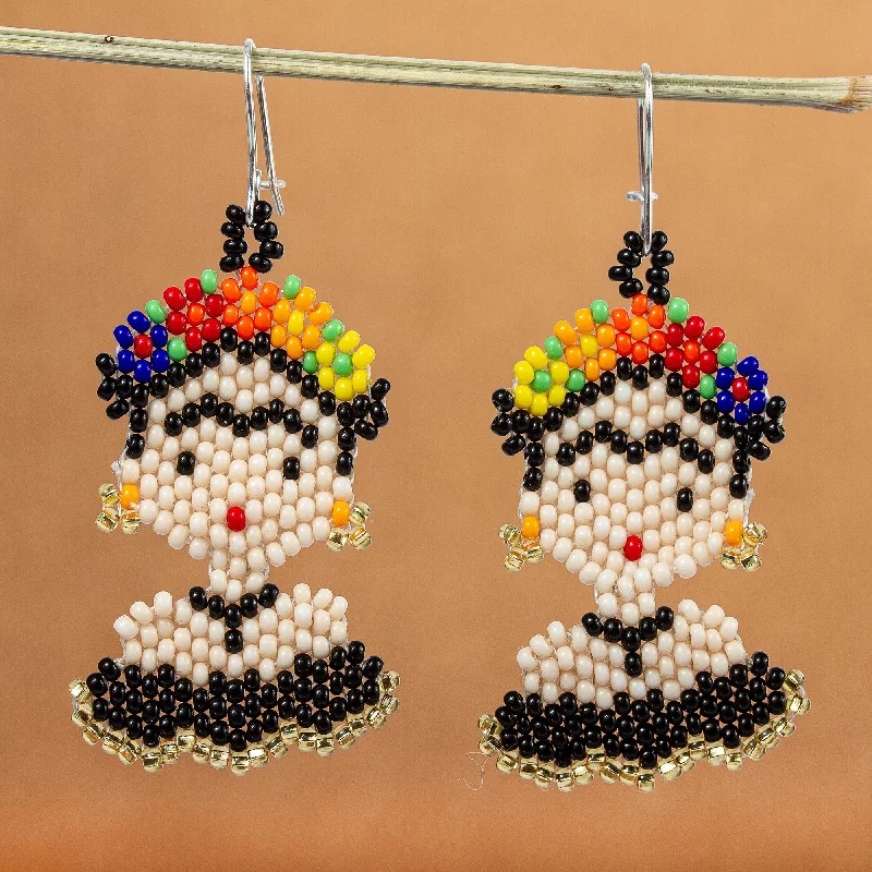 Affordable Luxury Jewelry For Every Occasion Frida in Black Handmade Beaded Frida Dangle Earrings