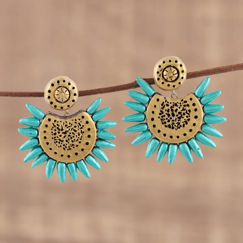 Exclusive Jewelry Sale – Grab Timeless Pieces Now Green Coronas Corona Motif Ceramic Dangle Earrings Crafted in India