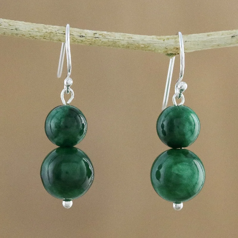 Upgrade Your Jewelry Collection For Less Jungle Spheres Green Quartz Beaded Dangle Earrings from Thailand