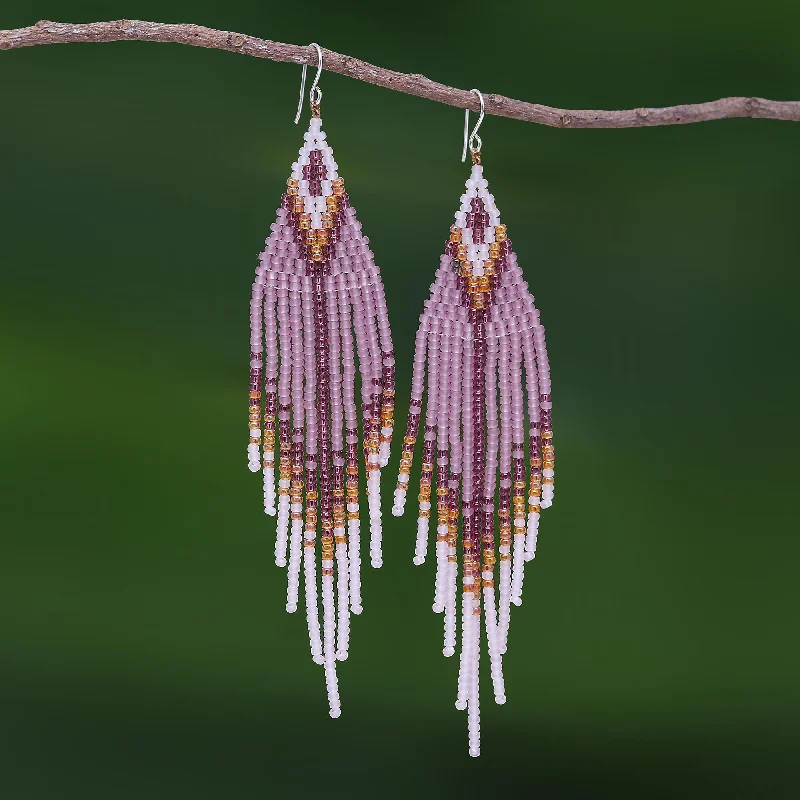 Elegant Necklaces And Bracelets At Limited-Time Offers Lanna Arrow in Lilac Bohemian Style Long Beaded Waterfall Earrings