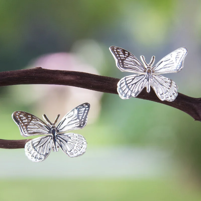 Exclusive Jewelry Markdowns – Limited-Time Offer Monarch Butterfly Sterling Silver Button Earrings