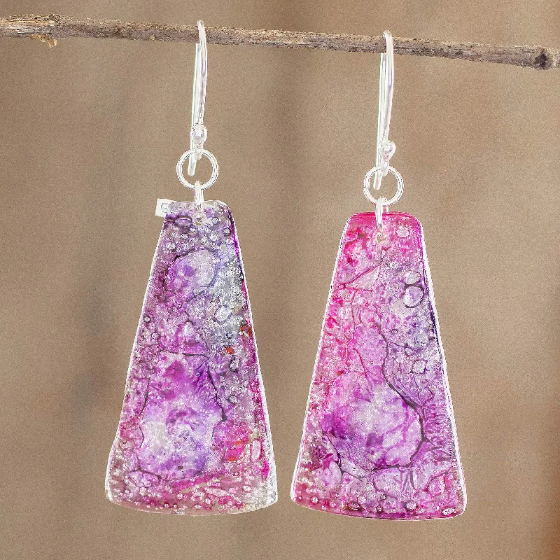 Exclusive Jewelry Markdowns – Limited-Time Offer Orchid Polygons Recycled CD Dangle Earrings in Pink and Purple