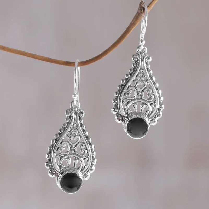 Stunning Jewelry Pieces At The Lowest Prices Ever Princess Tears in Black Artisan Crafted Onyx and Sterling Silver Earrings from Bali