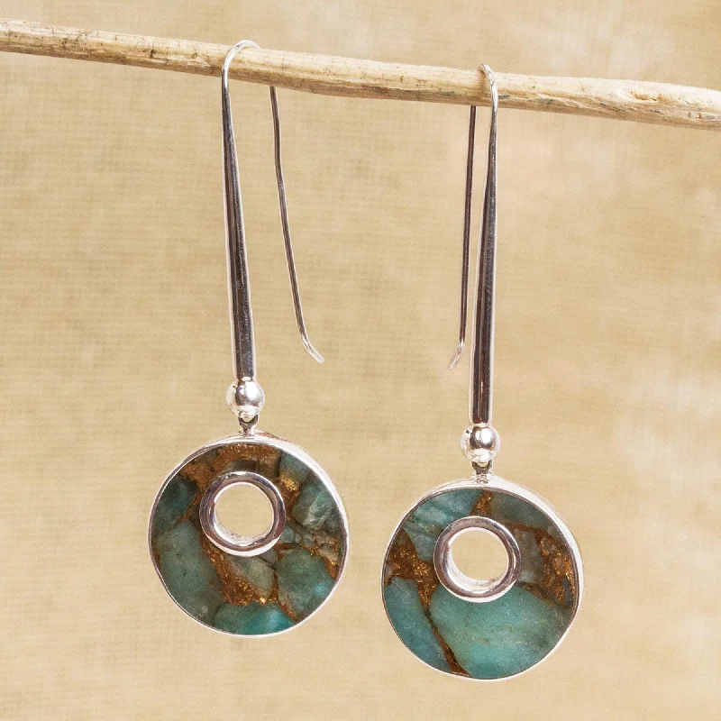 Fashion-Forward Geometric Jewelry For Contemporary Style Quiet Beauty Sterling Silver and Composite Turquoise Earrings from Mexico