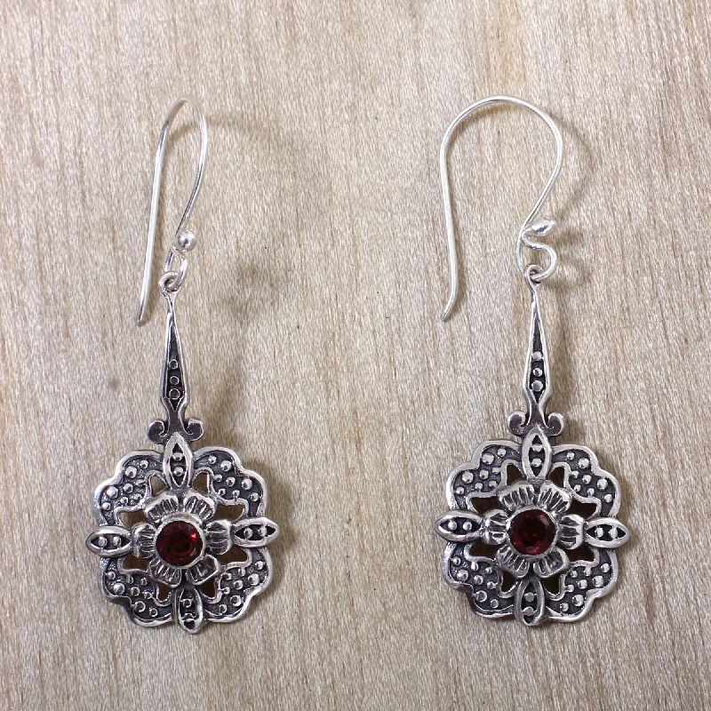 Exclusive Jewelry Discounts – Shop Now For Savings Red Rafflesia Fair Trade Garnet Dangle Earrings with Floral Motif