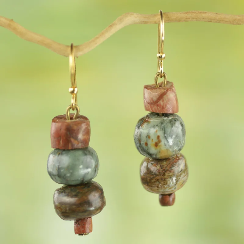 Discounted Luxury Jewelry – Shine Without The Splurge Rustic Joy Soapstone and Bauxite Bead Dangle Earrings from Ghana