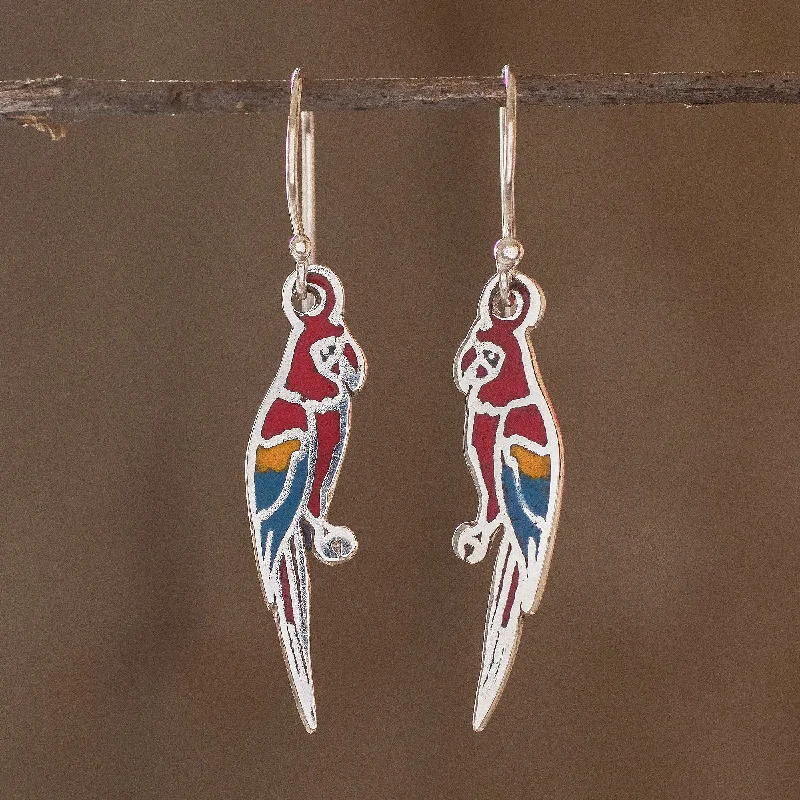 Seasonal Jewelry Clearance – Best Styles At The Lowest Prices Scarlet Macaws Enameled Sterling Silver Costa Rican Macaw Earrings